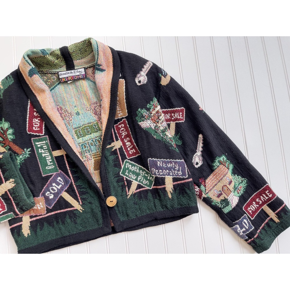 vtg It's‎ Outta The Bag Unge Potch Ket real estate cropped tapestry jacket - Picture 4 of 6